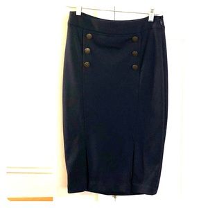 Long navy pencil skirt